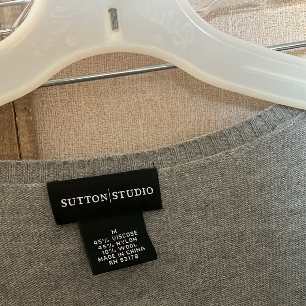 Sutton Studio Button-Down Gray Sweater Medium - image 3
